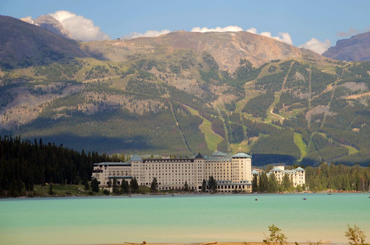 47 Chateau Lake Louise From Far Side Of Lake Louise With Lake Louise Ski Area Mount Whitehorn Behind In Summer